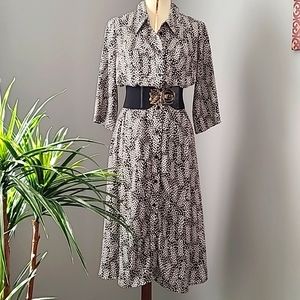 Black and White buttom midi dress